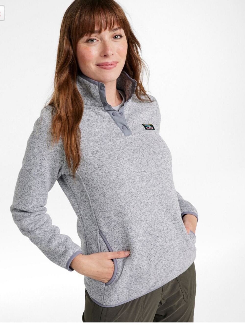 L.L. Bean Women's 1/4 sweater fleece pullover size small gray